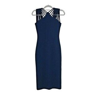 Dress The Population Gwen Midi Dress Navy Blue Classic Stunning Women's size S